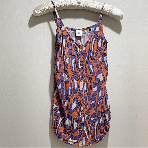 CABI Women’s Orange Purple ISLA Cami Animal Leopard Print Tank Top - Picture 2 of 6